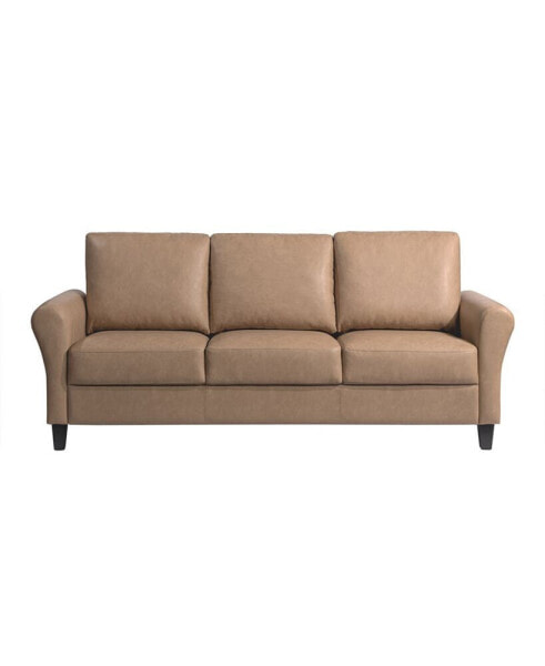 80.3" W Faux Leather Wilshire Sofa with Rolled Arms