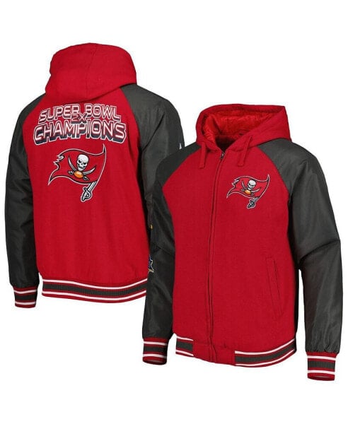 Men's Red Tampa Bay Buccaneers Defender Raglan Full-Zip Hoodie Varsity Jacket
