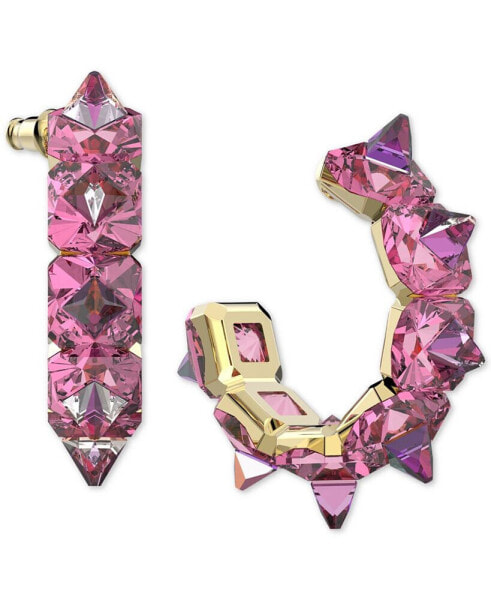 Gold-Tone Chroma Pink Spiky Crystal Hoop Earrings
