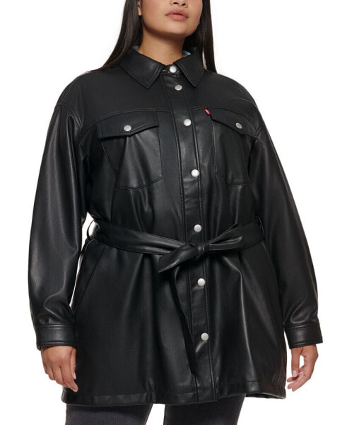 Trendy Plus Size Belted Jacket