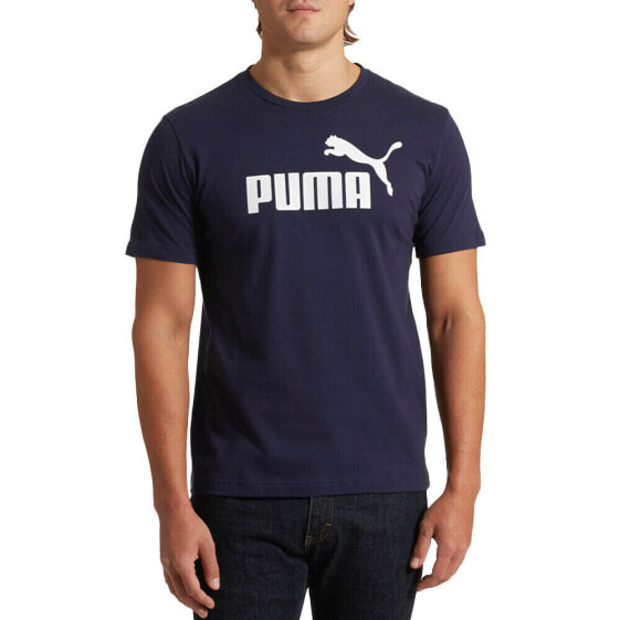 Puma Essential Logo Crew Neck Short Sleeve T-Shirt Mens Blue Casual Tops 6787760