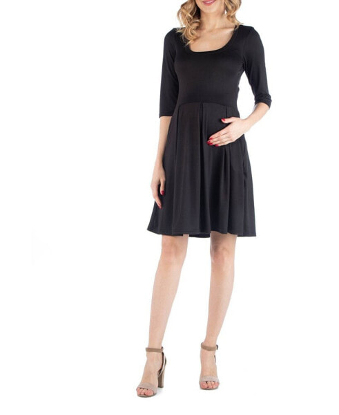 Fit and Flare Scoop Neck Maternity Dress