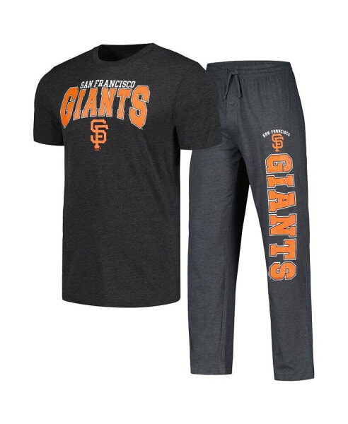 Men's Charcoal, Black San Francisco Giants Meter T-shirt and Pants Sleep Set