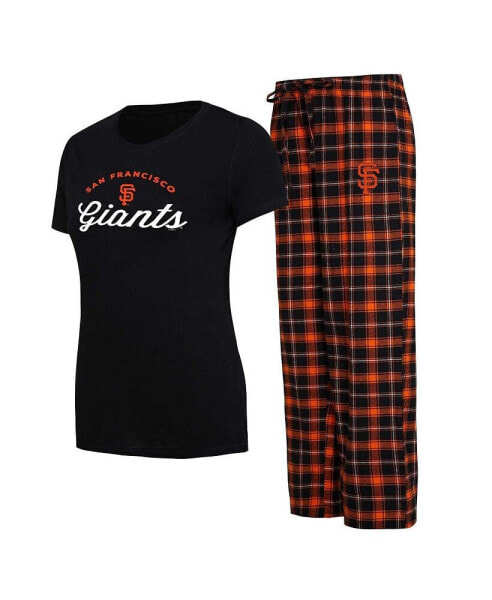 Women's Black, Orange San Francisco Giants Arctic T-shirt and Flannel Pants Sleep Set