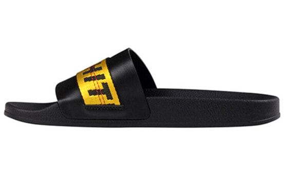 OFF-WHITE Industrial Tape Slides 皮革 简约舒适 时尚凉拖 黑金色 / Сланцы OFF-WHITE Industrial Tape OMIA088R19C220381060