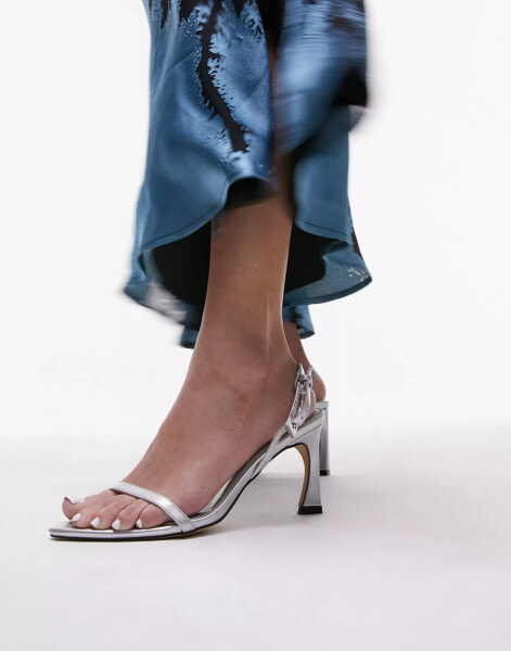 Topshop Gigi two part heeled sandal in silver