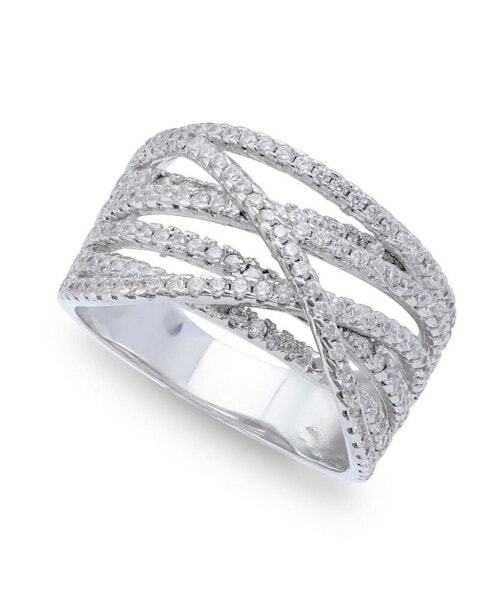 Cubic Zirconia Pave Interlocking Ring (1-1/6 ct. t.w.) in Sterling Silver