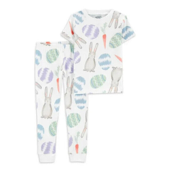 2Pcs Carter's Child of Mine Toddler Unisex Easter Pajama Set 5T 100%Cotton White