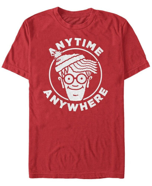 Where's Waldo Men's Anytime Anywhere Big Face Logo Short Sleeve T-Shirt