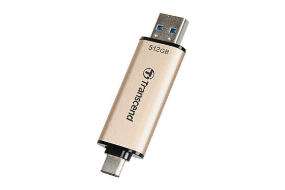 Transcend JetFlash 930C - 512 GB - USB Type-A / USB Type-C - 3.2 Gen 1 (3.1 Gen 1) - 420 MB/s - Cap - Gold