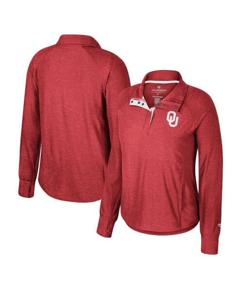 Women's Crimson Oklahoma Sooners Cressida Raglan Half-Snap Top