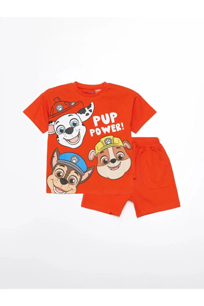 LCW Baby Bisiklet Yaka Paw Patrol Baskılı Erkek Bebek Tişört ve Şort 2'li Takım