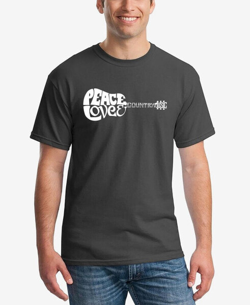 Men's Word Art Peace Love Country Short Sleeve T-shirt