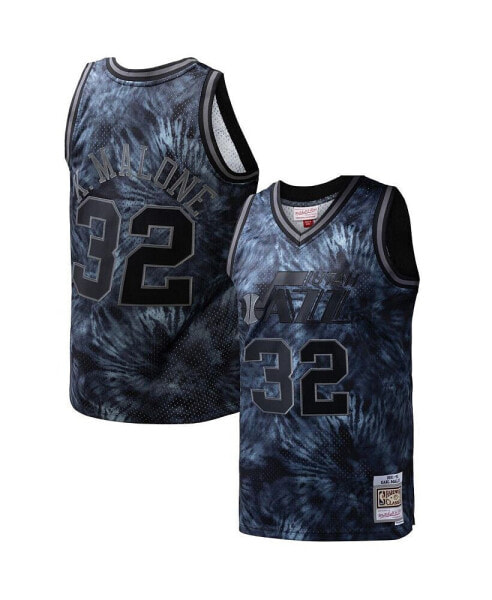 Men's Karl Malone Black Utah Jazz Hardwood Classics 1991/92 Tie-Dye Swingman Jersey