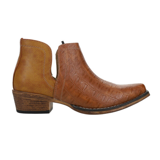 Сапоги женские Roper Ava Caiman Print Snip Toe Cowboy Booties коричневые Casual Boots 09-021