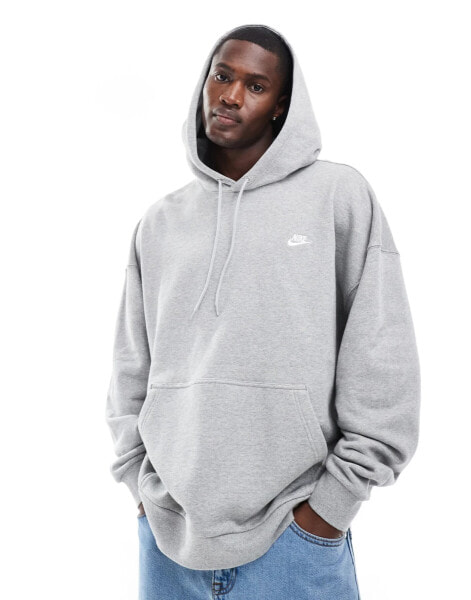 Nike Club french terry oversized hoodie in grey