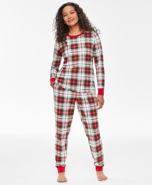 Family Pajamas Women's 2-Pc. Cotton Winterton Plaid Jogger Family Holiday Pajamas. Created for Macy's