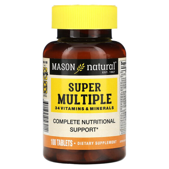 Витаминно-минеральный комплекс Mason Natural Super Multiple 34 витаминов и минералов, 100 таблеток