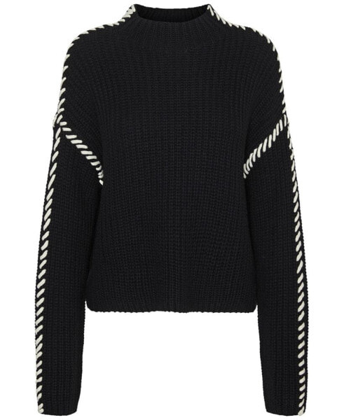 Women's Whipstitched Mock-Neck Sweater