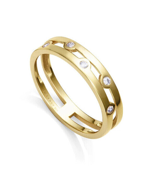 Gold-plated double ring with zircons Elegant 9123A014-30