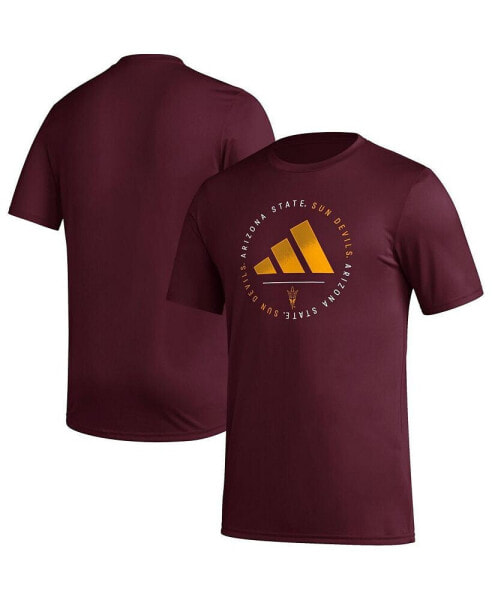 Men's Maroon Arizona State Sun Devils Stripe Up AEROREADY Pregame T-shirt