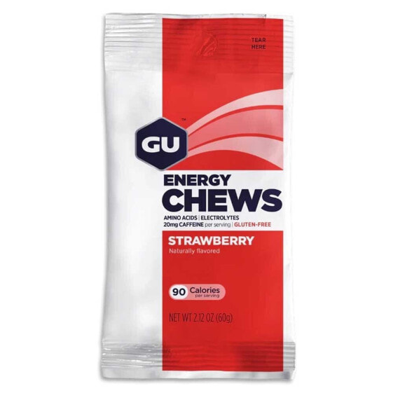 Спортивное питание GU Energy Chews Клубника 12 энергетических жевательных конфет