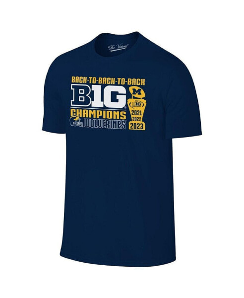 Men's Navy Michigan Wolverines Back-to-Back-to-Back Big Ten Conference Champions T-shirt