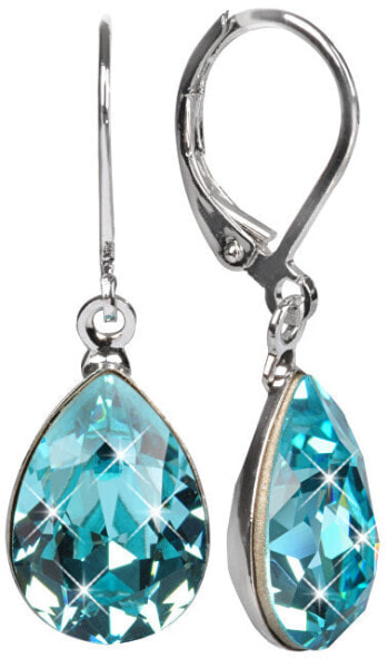 Elegant earrings with Pear Light Turquois crystals