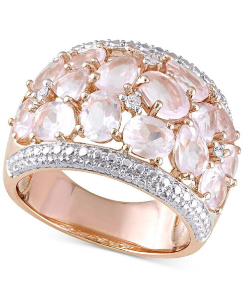 Rose Quartz (6 ct. t.w.) & Diamond (1/20 ct. t.w.) Openwork Statement Ring in Rose Gold-Plated Sterling Silver