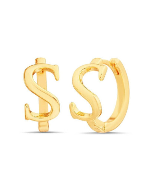 Gold-Tone Letter "A" Initial Huggie Hoop Earring