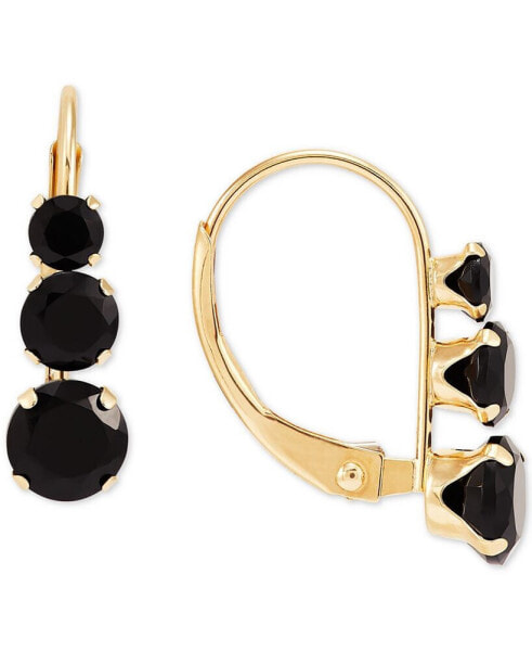 Onyx Graduated Leverback Hoop Earrings in 14k Gold