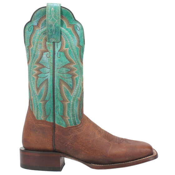 Laredo Babs Leather Embroidery Square Toe Cowboy Womens Brown, Green Casual Boo