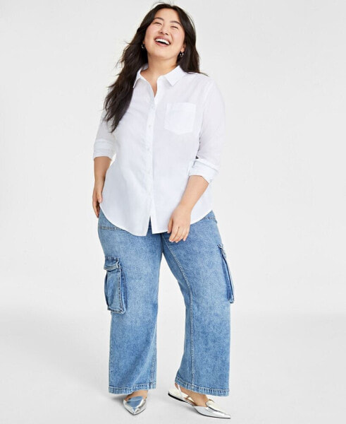 Plus Size Collared Button-Down Shirt, Created for Macy’s