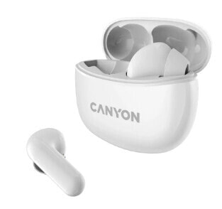 Canyon Kompiuterio kolon?l?s Canyon TWS-5 Bluetooth headset, with microphone, BT V5.3 JL 6983D4, Frequence Response:20Hz-20kHz, battery EarBud 40mAh*2+Charging Case 500mAh, type-C kabelio ilgis 0.24m, size: 58.5*52.91*25.5mm, 0.036kg, Baltas