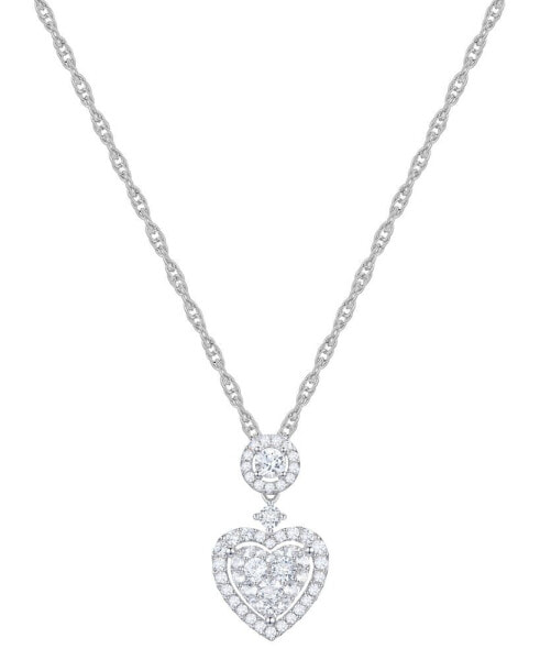Macy's diamond Heart 18" Pendant Necklace (1/2 ct. t.w.) in 14k White Gold