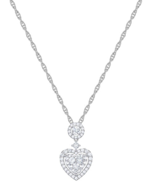 Diamond Heart 18" Pendant Necklace (1/2 ct. t.w.) in 14k White Gold