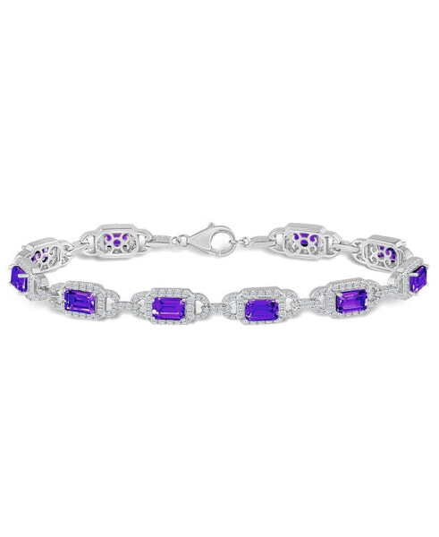 Amethyst and White Topaz Bracelet (5-1/2 ct. t.w and 5/8 ct. t.w) in Sterling Silver