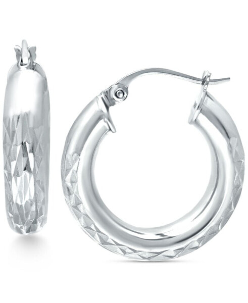 Small Embellished Hoop Earrings in Sterling Silver, 25mm, Created for Macy's
