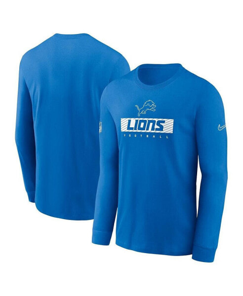 Men's Blue Detroit Lions Sideline Performance Long Sleeve T-Shirt