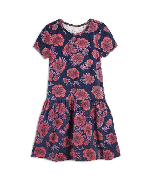 Girls Fair Trade Organic Cotton Short Sleeve Drop Waist Dress