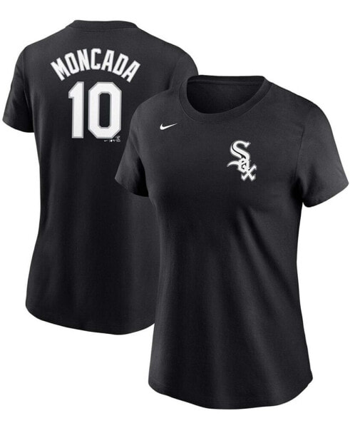 Women's Yoan Moncada Black Chicago White Sox Name Number T-shirt