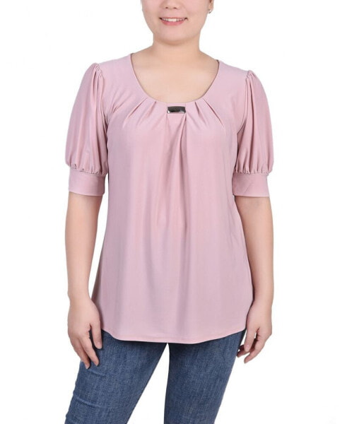 Women's Short Sleeve Balloon Sleeve Top