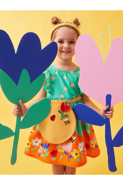 Платье для малышей LC WAIKIKI Bisiklet Yaka Детское платье с принтом