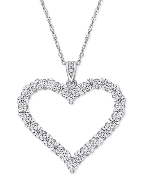 Macy's lab-Grown Moissanite Heart 18" Pendant Necklace (2-2/5 ct. t.w.) in Sterling Silver