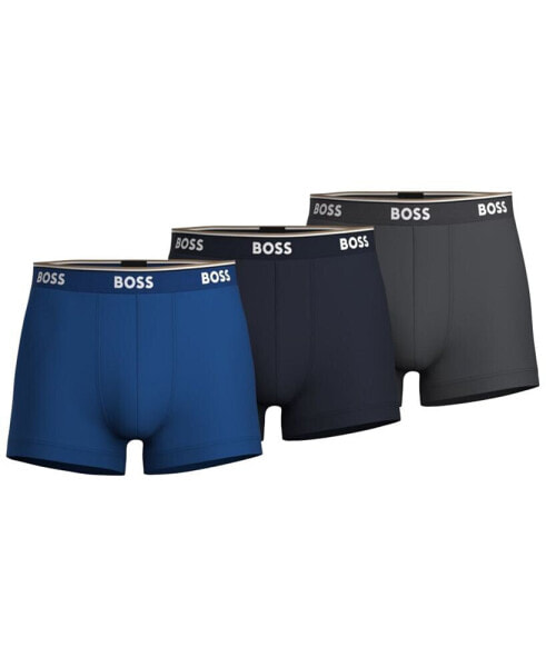 Men's 3-Pk. Solid Logo Waistband Trunks