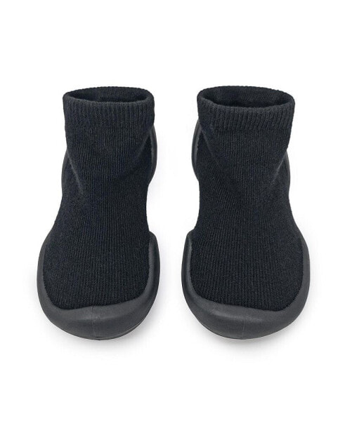 Toddler First Walk Sock Shoes Lace trim - Simple Black