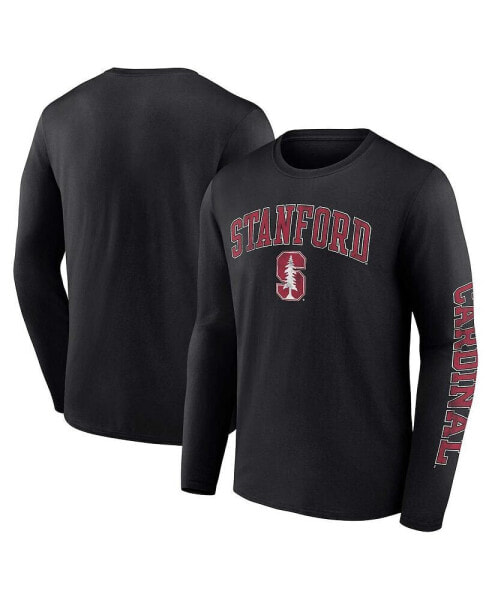 Men's Black Stanford Cardinal Distressed Arch Over Logo Long Sleeve T-shirt