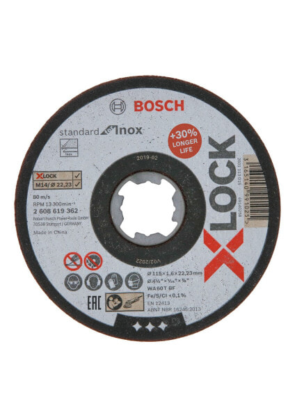 Bosch Trennscheibe X-LOCK Standard for Inox, T41, 115 x 1,6 x 22,23 mm