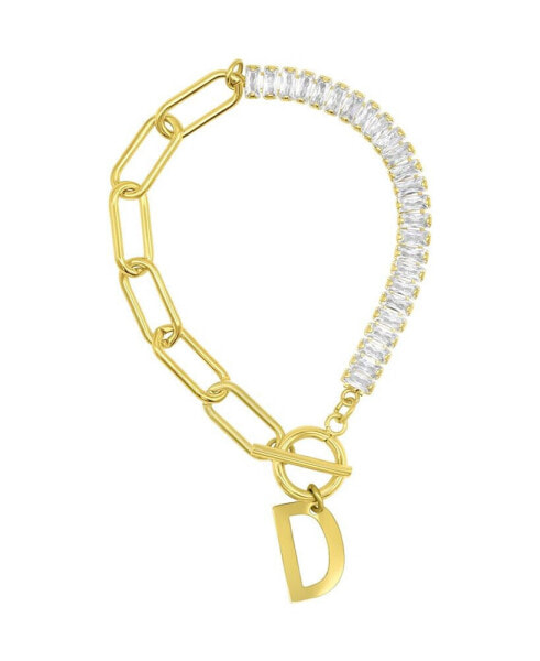 Браслет ADORNIA 14K Gold-Plated Crystal & Paperclip