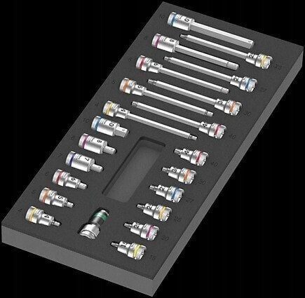 Zestaw narzędzi Wera Wera 9723 foam insert Zyklop B 3/8 bit socket set 1, 22 pieces, tool set (black/grey, in foam insert for workshop trolley)